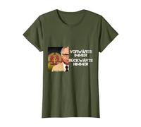 DDR Honecker hacia adelante Siempre hacia atrás Nimmer Camiseta, Mujer, Verde Oliva, S