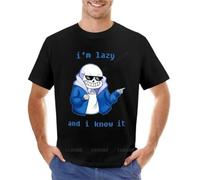 ddrdfff55 Lazy-and-I-Know-it-Undertale-Skeleton-Inspired-T-Shirt-Vintage-Clothes-Summer