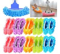 ddseexhe 20 pantuflas de fregona, 10 pares de calcetines para limpieza de suelos, lavables y reutilizables, de microfibra, para fregona, pantuflas de fregona, pantuflas suaves para mujeres y hombres,