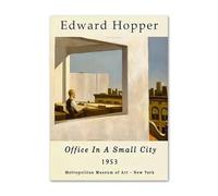 DDSEW GREWT Edward Hopper Poster de la exposición Oficina en una pequeña ciudad Arte de pared Pintura abstracta Edward Hopper Impresiones para decoración del hogar Imagen 50x70cmX1 Sin marco