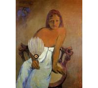 DDSEW GREWT Famoso Paul Gauguin Arte de pared Pósters vintage Chica con un abanico Pintura en lienzo Paul Gauguin Impresiones para decoración de sala de estar Cuadros 50x70cm Sin marco