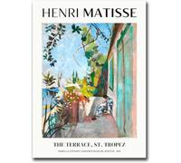DDSEW GREWT Henri Matisse Poster The Terrace St Tropez Pintura en lienzo vintage Arte abstracto de pared Henri Matisse Impresiones para decoración del hogar Imagen 50x70cm Sin marco