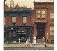 DDSEW GREWT Póster de Norman Rockwell Caminando hacia la iglesia Pintura de lienzo Arte mural vintage Grabados de Norman Rockwell para decoración del hogar 60x60cm Sin marco