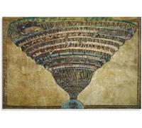DDSEW GREWT Póster de Sandro Botticelli《Mapa del Infierno en la Divina Comedia de Dante》Pintura de lienzo Grabados murales de Sandro Botticelli Decoración del hogar 50x70cm Sin marco