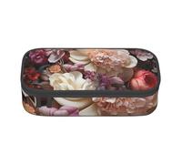 DDSFvbv Beautiful Flowers 1 estuche para lápices, suministros para estudiantes y oficina, bolsa de almacenamiento de artículos, bolsa de maquillaje, bolsa de papelería grande, Black, Talla única