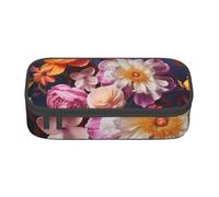DDSFvbv Beautiful Flowers - Estuche para 2 lápices, suministros para estudiantes y oficina, bolsa de almacenamiento de artículos, bolsa de maquillaje, bolsa de papelería grande, Black, Talla única