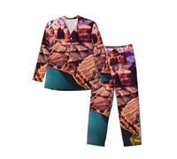 DDSFvbv Beauty Grand Canyon - Conjunto de pijama de manga larga para hombre, ropa de dormir suave de 2 piezas con pantalones con cordón, S-XXL, Negro, XXL