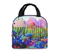 DDSFvbv Bolsa de almuerzo aislada con diseño de cactus tropical, zorro, serpiente, cerdo, reutilizable, portátil, perfecta para el trabajo, picnic, playa, barbacoa