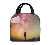 DDSFvbv Bolsa de almuerzo térmica reutilizable con texto en inglés "Looking Up Into The Night Sky" y portátil, perfecta para el trabajo, picnic, playa, barbacoa