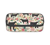DDSFvbv Cattle Farm Sanctuary - Estuche para lápices - Suministros para estudiantes y oficina - Bolsa de almacenamiento de artículos - Bolsa de maquillaje - Bolsa grande de papelería, Black, Talla