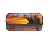 DDSFvbv Crucero navegando en el océano con atardecer siguiendo el estuche para lápices, suministros para estudiantes y oficina, bolsa de almacenamiento de artículos, bolsa de maquillaje, bolsa de