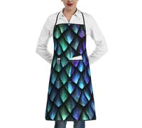 DDSFvbv Delantal impermeable con diseño de escamas de dragón mágico 3D con bolsillo, duradero, suave, sin arrugas para cocina, manualidades y barbacoa, blanco, Talla única
