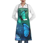 DDSFvbv Delantal impermeable con diseño de mariposa con bolsillo, duradero, suave, sin arrugas para cocina, manualidades y barbacoa, blanco, Talla única