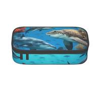 DDSFvbv Estuche con diseño de delfines, tortugas marinas, tiburones, pulpos, arrecifes de coral, suministros para estudiantes y oficina, bolsa de almacenamiento de artículos, bolsa de maquillaje