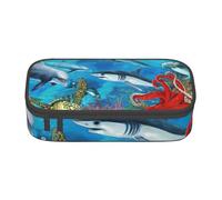 DDSFvbv Estuche con diseño de delfines, tortugas marinas, tiburones, pulpos, arrecifes de coral, suministros para estudiantes y oficina, bolsa de almacenamiento de artículos, bolsa de maquillaje