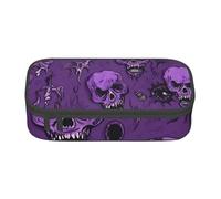 DDSFvbv Estuche con patrón de terror sobre fondo morado, suministros para estudiantes y oficina, bolsa de almacenamiento de artículos, bolsa de maquillaje, bolsa de papelería grande, Black, Talla
