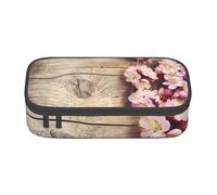 DDSFvbv Estuche de madera con diseño de flor de primavera en la mesa, suministros para estudiantes y oficina, bolsa de almacenamiento de artículos, bolsa de maquillaje, bolsa grande de papelería