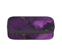 DDSFvbv Estuche de mármol con textura morada oscura, suministros para estudiantes y oficina, bolsa de almacenamiento de artículos, bolsa de maquillaje, bolsa de papelería grande, Black, Talla única