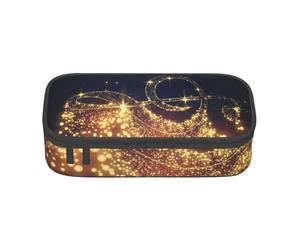 DDSFvbv Estuche dorado con nota musical con estrella brillante caída, suministros para estudiantes y oficina, bolsa de almacenamiento de artículos, bolsa de maquillaje, bolsa de papelería grande
