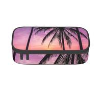 DDSFvbv Estuche para lápices con diseño de palmera, suministros para estudiantes y oficina, bolsa de almacenamiento de artículos, bolsa de maquillaje, bolsa de papelería grande, Black, Talla única