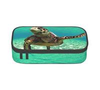 DDSFvbv Estuche para lápices con diseño de tortuga marina, suministros para estudiantes y oficina, bolsa de almacenamiento de artículos, bolsa de maquillaje, bolsa de papelería grande, Black, Talla