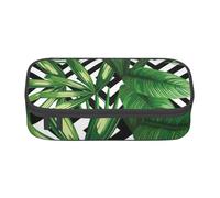 DDSFvbv Estuche para lápices con hojas verdes de palmera tropical, suministros para estudiantes y oficina, bolsa de almacenamiento de artículos, bolsa de maquillaje, bolsa de papelería grande, Black