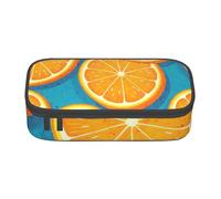 DDSFvbv Estuche para lápices de frutas de naranja fresca, suministros para estudiantes y oficina, bolsa de almacenamiento de artículos, bolsa de maquillaje, bolsa grande de papelería, Black, Talla