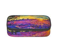 DDSFvbv Estuche para lápices de pintura al óleo de lavanda, suministros para estudiantes y oficina, bolsa de almacenamiento de artículos, bolsa de maquillaje, bolsa de papelería grande, Black, Talla