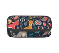 DDSFvbv Estuche para lápices, diseño de búho, conejo, pájaro, zorro, suministros para estudiantes y oficina, bolsa de almacenamiento de artículos, bolsa de maquillaje, bolsa grande de papelería, Black