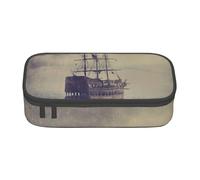 DDSFvbv Estuche para lápices Old Pirate Ship in The Sea - Suministros para estudiantes y oficina - Bolsa de almacenamiento de artículos - Bolsa de maquillaje - Bolsa de papelería grande, Black, Talla