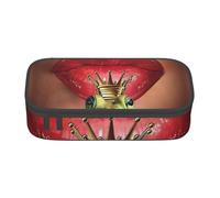 DDSFvbv Estuche para lápices Red Lips Getting Ready to Kiss a Frog - Suministros para estudiantes y oficina - Bolsa de almacenamiento de artículos - Bolsa de maquillaje - Bolsa de papelería grande