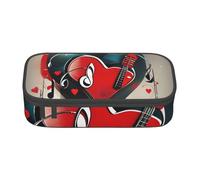 DDSFvbv Estuche para lápices Treble Love and Music, suministros para estudiantes y oficina, bolsa de almacenamiento de artículos, bolsa de maquillaje, bolsa de papelería grande, Black, Talla única