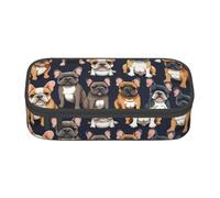 DDSFvbv I Love - Estuche para lápices de bulldog francés, suministros para estudiantes y oficina, bolsa de almacenamiento de artículos, bolsa de maquillaje, bolsa de papelería grande, Black, Talla