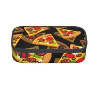 DDSFvbv Pizza 3D - Estuche para lápices - Suministros para estudiantes y oficina - Bolsa de almacenamiento de artículos - Bolsa de maquillaje - Bolsa grande de papelería, Black, Talla única