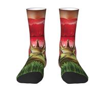 DDSFvbv Red Lips Getting Ready to Kiss a Frog - Calcetines unisex casuales para entrenamiento, atléticos, para hombres y mujeres, transpirables, el mejor regalo, blanco, Altoa única