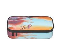 DDSFvbv Sky Monkey and Pig - Estuche para lápices - Suministros para estudiantes y oficina - Bolsa de almacenamiento de artículos - Bolsa de maquillaje - Bolsa de papelería grande, Black, Talla única