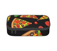 DDSFvbv Tasty Pizza - Estuche para lápices - Suministros para estudiantes y oficina - Bolsa de almacenamiento de artículos - Bolsa de maquillaje - Bolsa de papelería grande, Black, Talla única