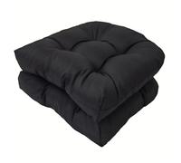 DDSQGTY Juego de 2 Cojines para sillas de Interior y Exterior, Impermeables y Resistentes a la decoloración, para Muebles de Patio - 48 x 48 cm, con Esquinas Redondeadas para jardín y césped(Negra)