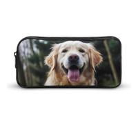 DDTKLSNV Divertido estuche para lápices Golden Retriever de gran capacidad, bonito estuche de maquillaje para mujeres y hombres