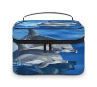 DDTKLSNV Dolphin Family - Bolsa de maquillaje portátil de viaje con cremallera, organizador de maquillaje para mujeres y mujeres