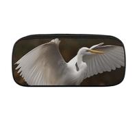 DDTKLSNV Estuche de cuero impermeable para lápices, bonito estuche de viaje, organizador de maquillaje, para hombres y mujeres, garceta extiende sus alas