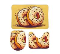 DDTKLSNV Juego de 3 tapetes de baño antideslizantes y absorbentes con cubierta de tapa de inodoro, par de donas, tapetes suaves para baño, cocina, puerta, decoración del hogar