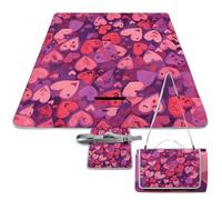 DDTKLSNV Manta de picnic impermeable, plegable, ligera, portátil, con patrón de amor, color morado, manta de playa para parque, viajes, camping, picnic, accesorios para adultos (60 x 60 pulgadas)