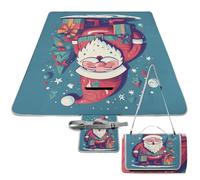 DDTKLSNV Manta de picnic impermeable, plegable, ligera, portátil, feliz sonriente, Santa Claus, manta de playa para parque, viajes, camping, picnic, accesorios para adultos (60 x 60 pulgadas)