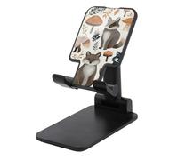 DDTKLSNV Soporte plegable para teléfono celular, altura ajustable, soporte para teléfono de escritorio, portátil, mapache, animales, compatible con todos los teléfonos inteligentes, estilo negro