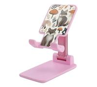 DDTKLSNV Soporte plegable para teléfono celular, altura ajustable, soporte para teléfono de escritorio, portátil, mapache, animales, compatible con todos los teléfonos inteligentes, estilo rosa
