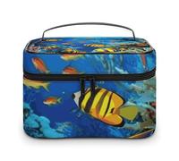 DDTKLSNV The Underwater World - Bolsa de maquillaje portátil con diseño de peces tropicales, bolsa de cosméticos con cremallera, organizador de maquillaje para mujeres y mujeres