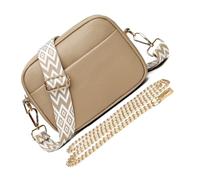 Ddujbtp Bolsa cruzada de moda para cámara con elegante correa colorida de piel sintética para aventuras y viajes diarios, Khaki, Organizador de bolsas