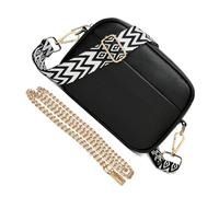 Ddujbtp Bolsa cruzada de moda para cámara con elegante correa colorida de piel sintética para aventuras y viajes diarios, Black, Organizador de bolsas