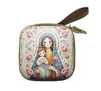 Ddujbtp Bolsa de almacenamiento multiusos para rosario de oración, funda cuadrada portátil para reuniones espirituales en el templo, organizadores de cuentas religiosas de doble cara, Huggi virgen de
